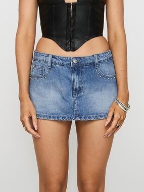 Princess Polly Symphony Denim Skort Mid Wash
